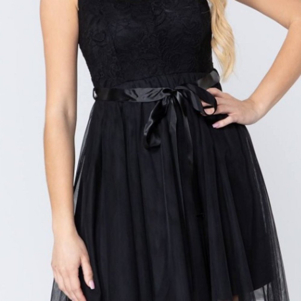 Active USA Black Mini Dress L Lace Mesh Cami Bodycon Clubwear Polyester - Picture 4 of 14